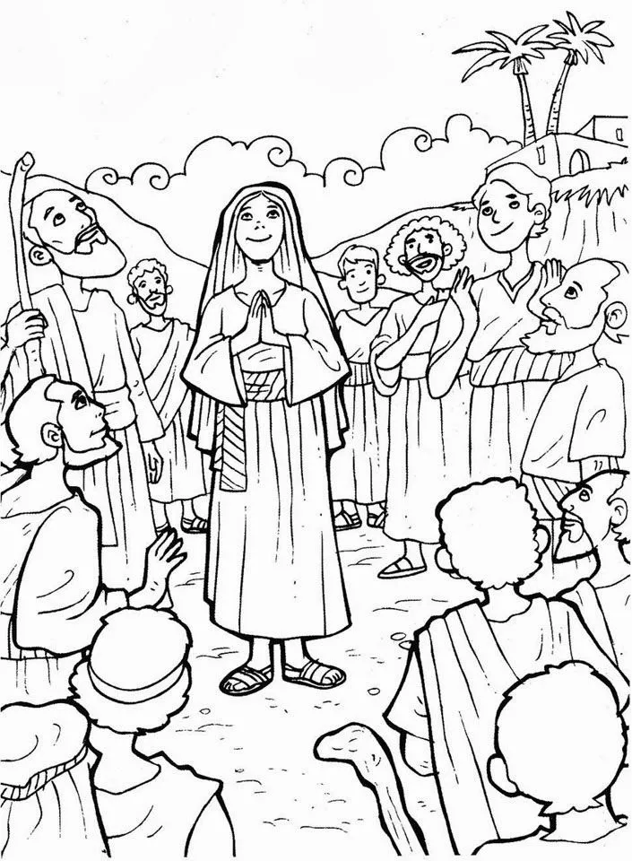 Maria y Los apostoles orando para colorear ~ Dibujos Cristianos ...