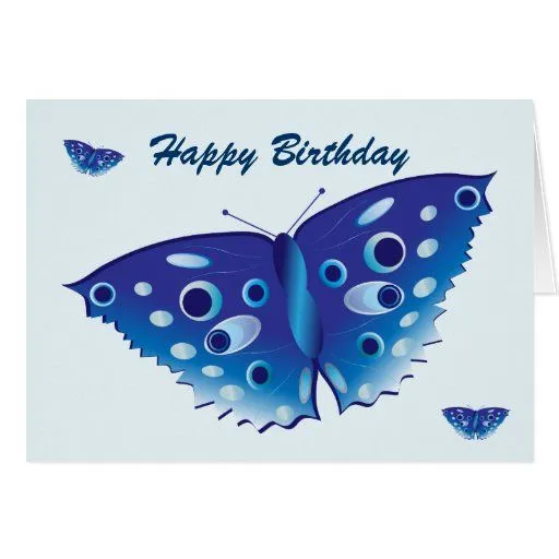 Mariposa del feliz cumpleaños en colores azules he tarjeton | Zazzle