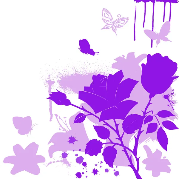 mariposa y flores lilas — Vector stock © galadon #22172413