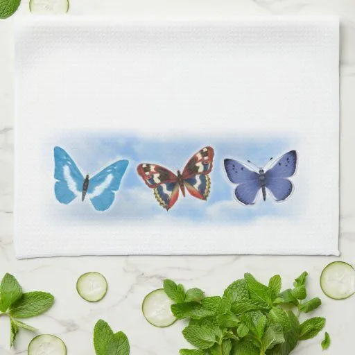 Mariposas brillantes toallas de cocina de Zazzle.