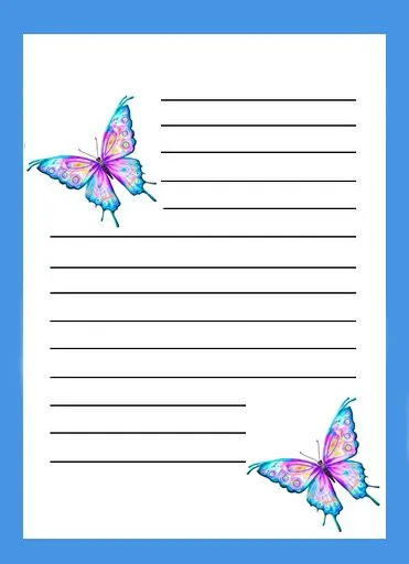 MARIPOSAS DE COLORES EN MARCO AZUL PAPEL DE CARTA INFANTIL PARA ...