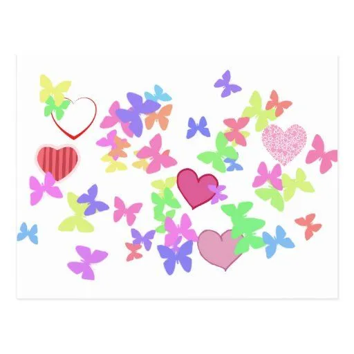 mariposas y corazones postales de Zazzle.