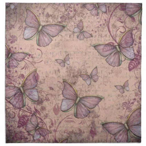 Mariposas del estilo del vintage y servilletas flo de Zazzle.