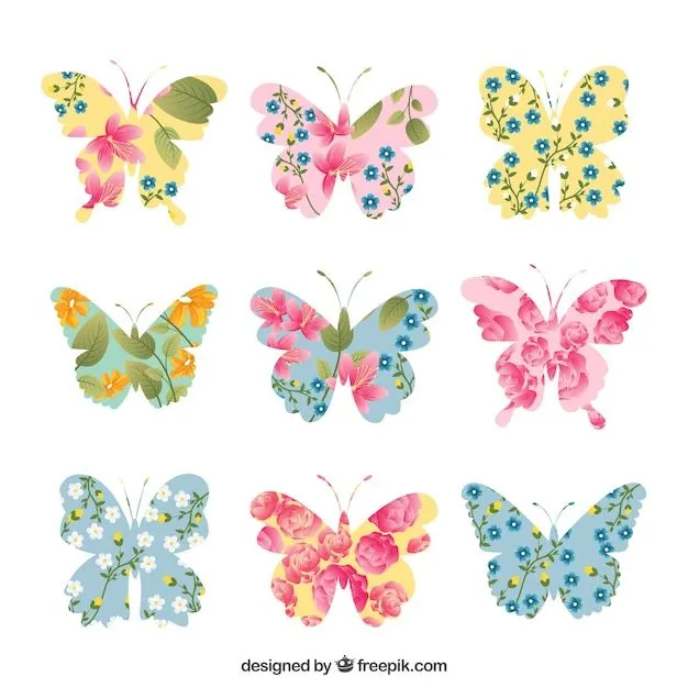 Mariposas florales | Descargar Vectores gratis