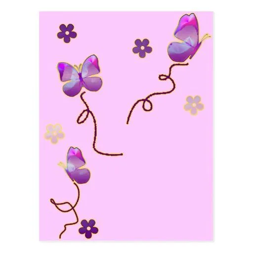 Mariposas y flores púrpuras tarjetas postales | Zazzle