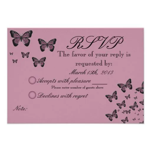 Mariposas fucsias RSVP Invitaciones Personales de Zazzle.