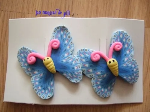 mariposas las compre en una tienda son de goma eva y fimo