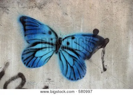 Mariposa azul Graffiti Fotos stock e Imágenes stock | Bigstock