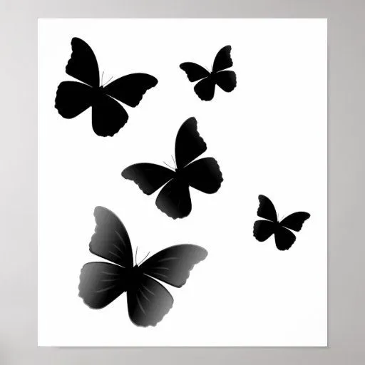 5 mariposas negras poster | Zazzle