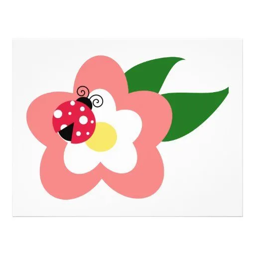 Mariquita en un clipart de la flor tarjetón de Zazzle.