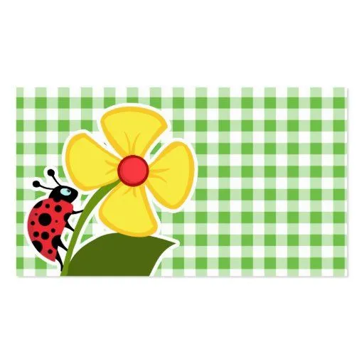 Mariquita; A cuadros verde; Guinga Tarjetas Personales de Zazzle.