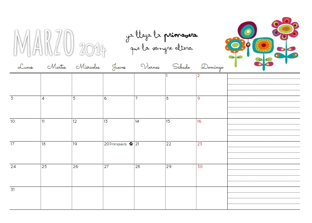 Marthibis: Calendario descargable Marzo '14