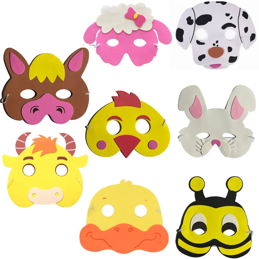 Máscara de animales de granja de 8 piezas para niños, máscara de vaca,  gallo, oveja, disfraz, utilería de juego de rol, decoración para fiesta de  cumpleaños - AliExpress