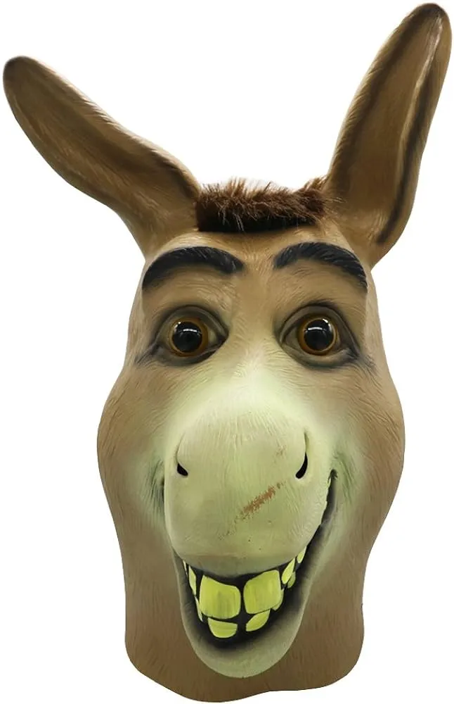 Máscara de burro, máscara de cabeza de burro Shrek de Halloween, novedosa  máscara de cabeza de animal de látex para adultos : Amazon.com.mx: Ropa,  Zapatos y Accesorios