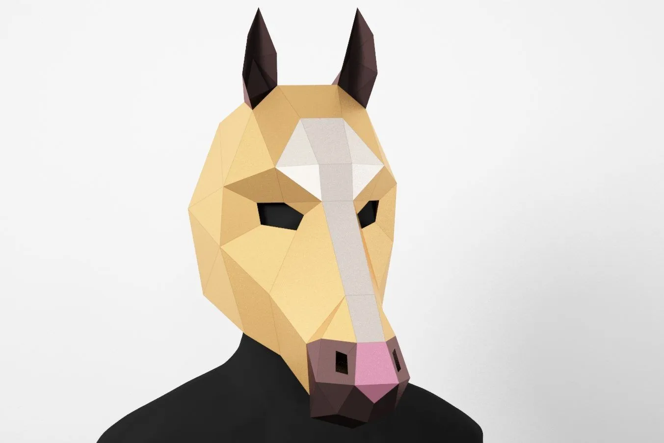 Máscara de caballo DIY, Máscara Low Poly, Máscara de artesanía de papel,  Plantilla de PDF Máscara 3D - LACRAFTA