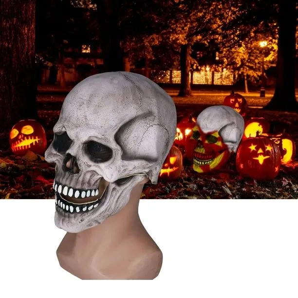 Máscara de calavera de cabeza completa de cabeza completa realista de  Halloween con mandíbula móvil Casco de esqueleto de látex aterrador para  accesorios de fiesta de cosplay ANGGREK Otros | Bodega Aurrera