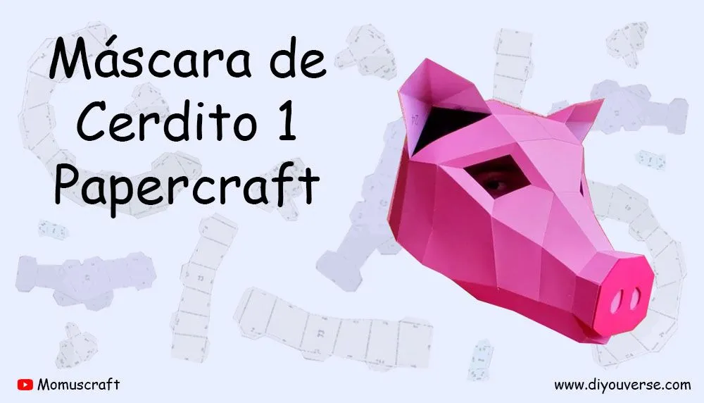 Máscara de Cerdito 1 Papercraft - DIYOUVERSE