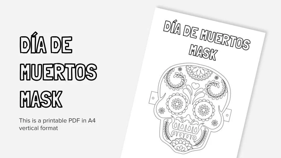 Máscara del Día de Muertos | Ficha imprimible para colorear