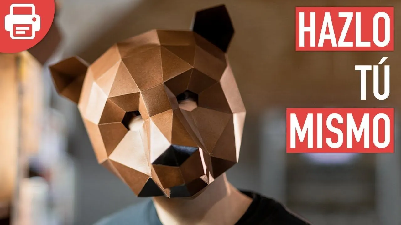 Cómo hacer una Máscara de Oso con Papel o Cartulina en 3D | Plantillas para Imprimir - YouTube