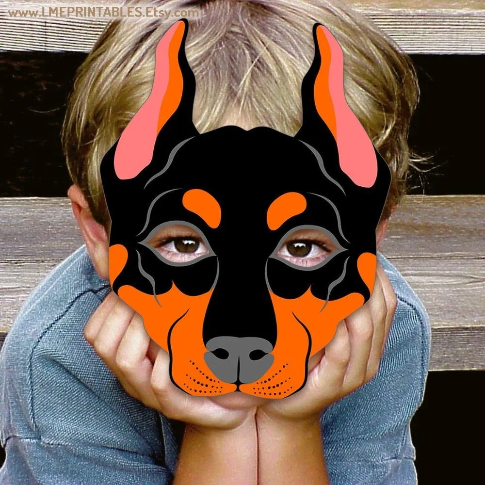 Máscara de Perro Doberman Máscaras Imprimibles Disfraz de - Etsy México