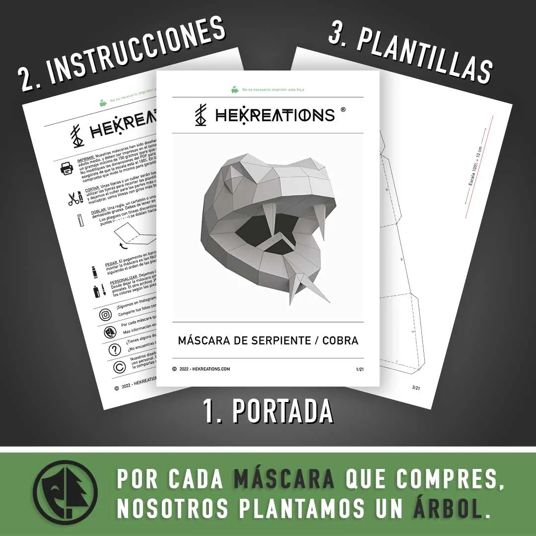 Máscara de Serpiente para Imprimir con Papel | Plantillas PDF