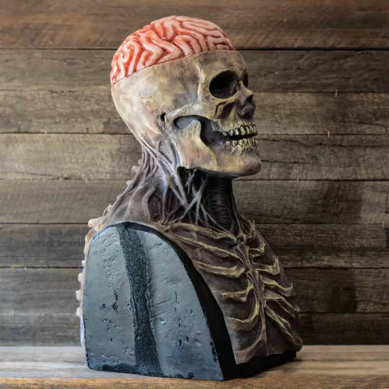 Máscara de terror para Halloween, máscara de calavera de cabeza completa  3D, casco de mandíbula móvil, esqueleto de látex, máscara de miedo,  utilería para mascarada de Halloween, nueva - AliExpress