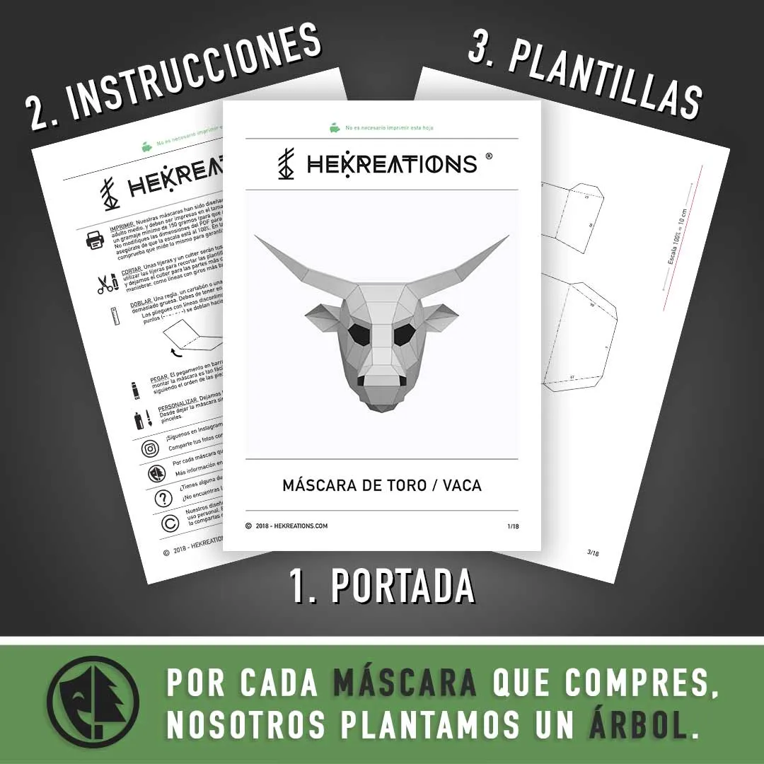 Máscara de Toro para Imprimir con Papel | Plantillas PDF