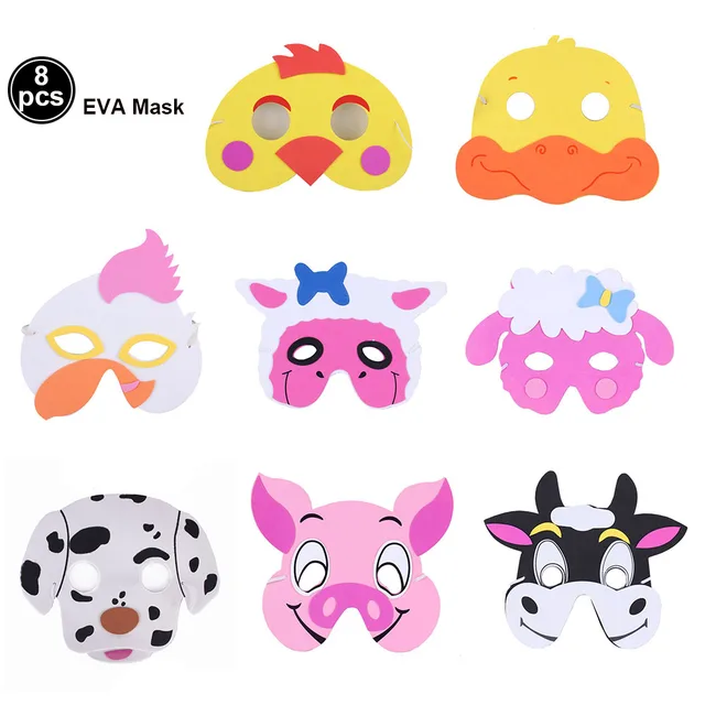 Máscaras de animales de granja de 6 piezas, juguetes con forma de oveja,  vaca y cerdo, disfraces temáticos de granja, decoración para fiesta de  cumpleaños de niños - AliExpress