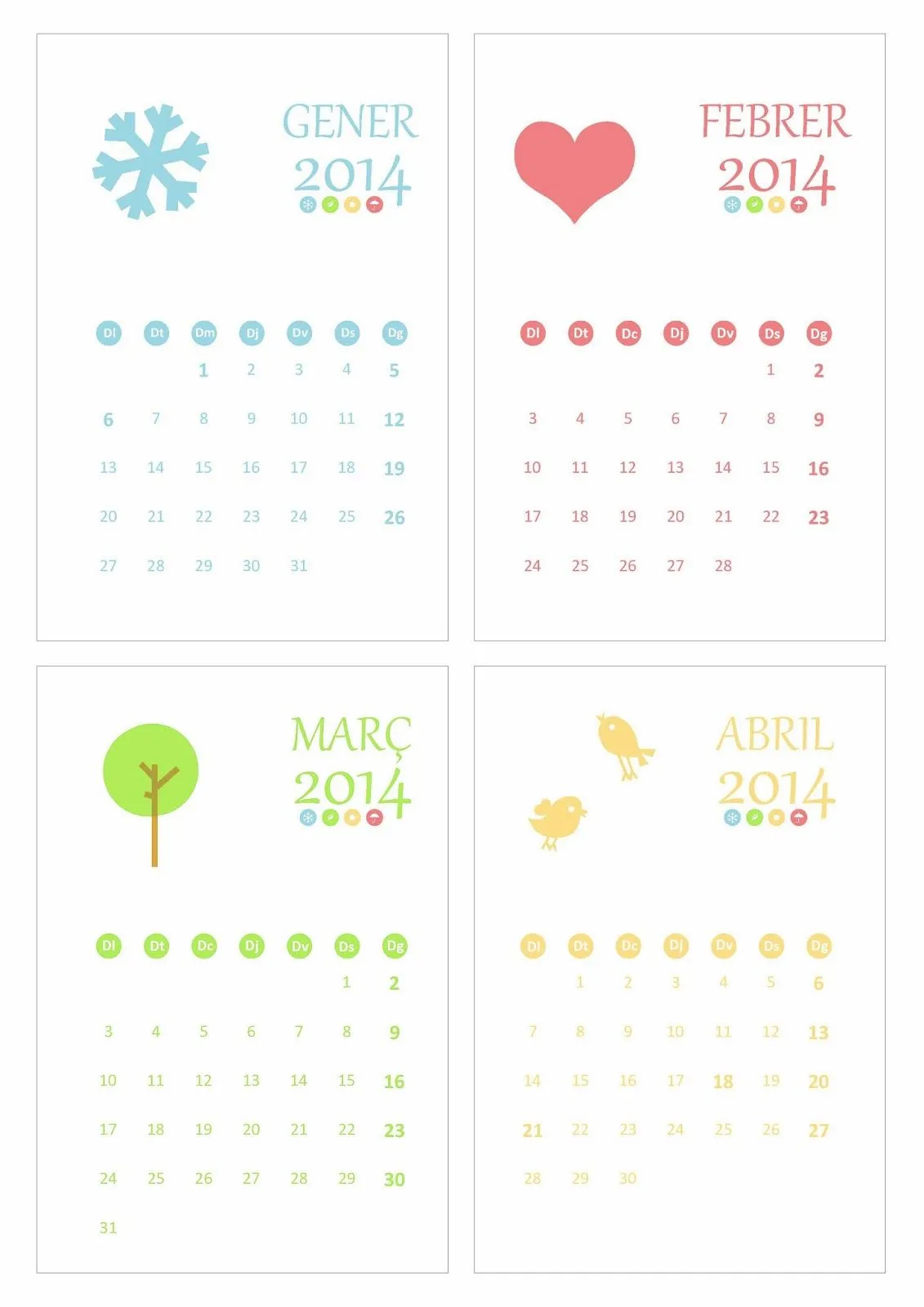 masesmes: Calendari català 2014 gratis MESOS - Freebie