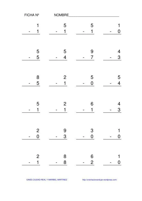 Mate de 2º de Primaria: FICHAS DE RESTAS