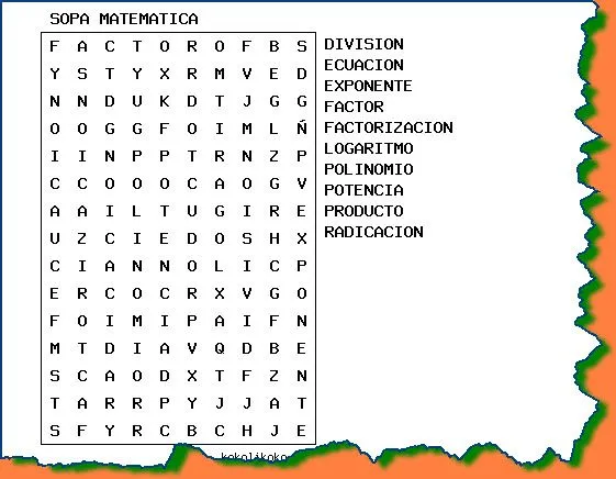 MATEMATICAS Fco Paula Santander: SOPA MATEMATICA