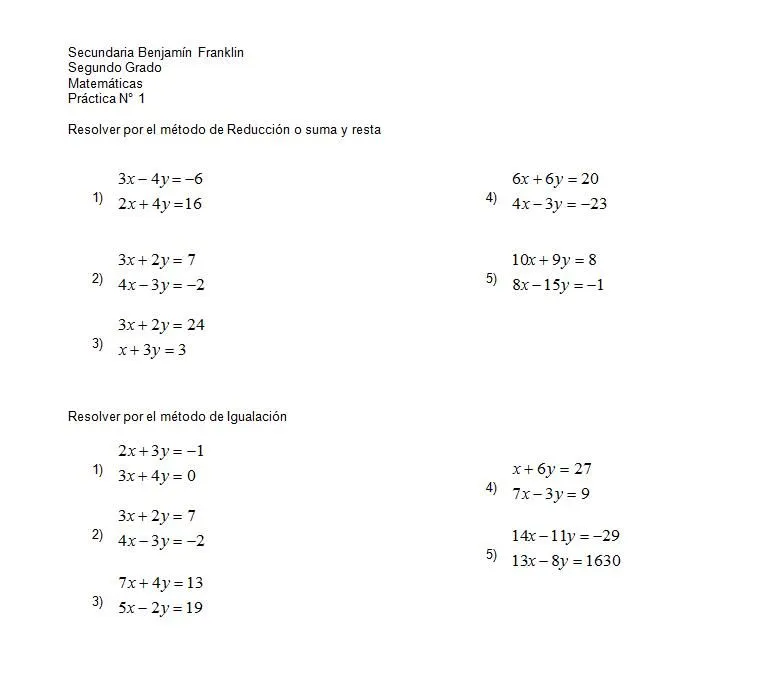 Matematicas: Practica 1. Segundo grado