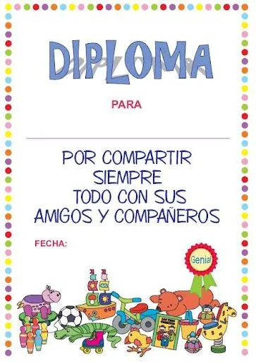 MATERIAL DE MOTIVACION INFANTIL. DIPLOMAS PARA NIÑOS