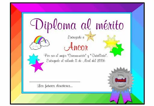 MATERIAL DE MOTIVACION INFANTIL. DIPLOMAS PARA NIÑOS