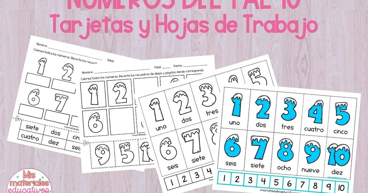 Mis Materiales Educativos: Tarjetas de números del 1 al 10 para imprimir.  Completar secuencia numérica.