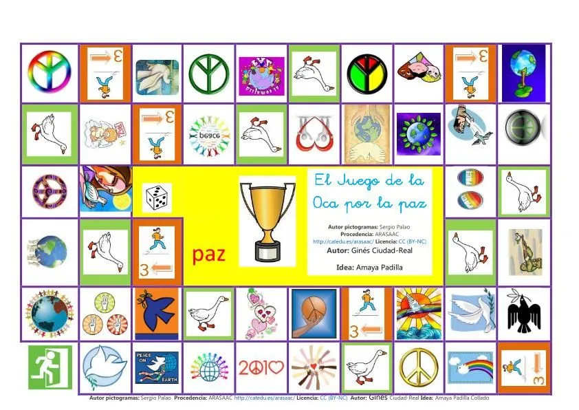 Materiales para trabajar día de la Paz. Juegos de la Oca ...