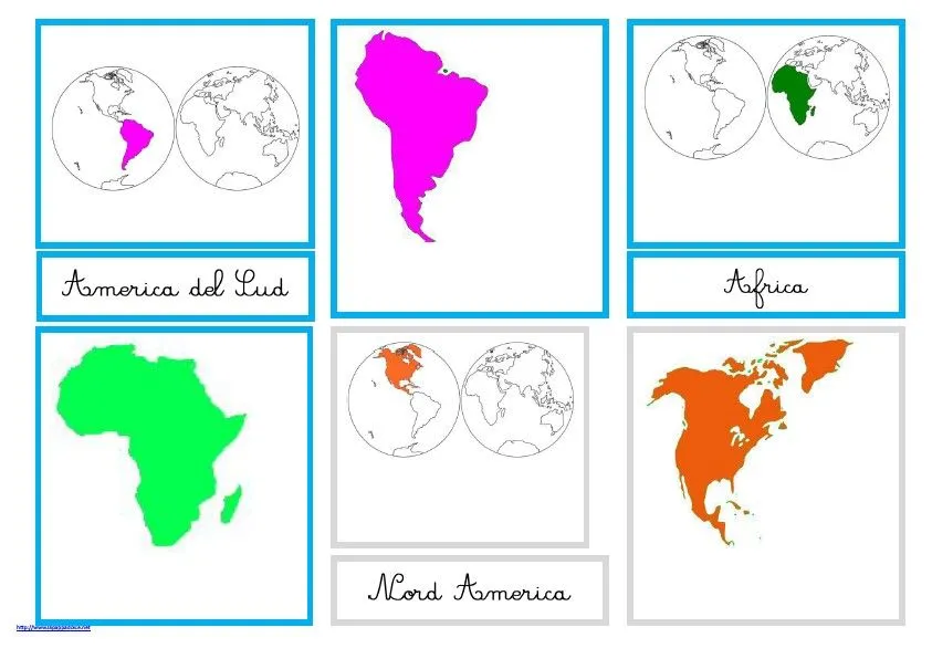 Materiali stampabili per l'incastro del planisfero Montessori – Lapappadolce