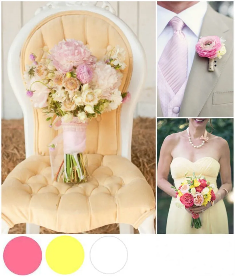 Matrimonio en tonos pastel: blanco, amarillo y rosado