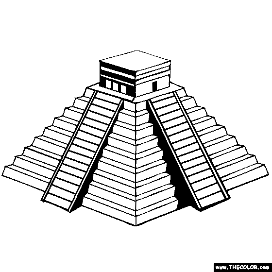 mayan pyramids Colouring Pages