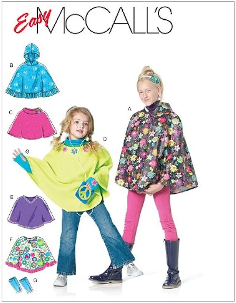 McCall's Patterns M6196 - Patrones de Costura para Ponchos y Calentadores  de Brazos para niños y niñas, CZ (Med-LRG-XLG), 1 : Amazon.com.mx: Hogar y  Cocina