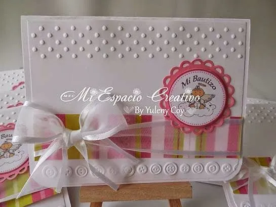 MEC (Mi Espacio Creativo): 522.- Tarjetas Invitación Bautizo Samantha