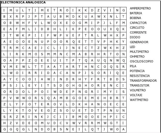 Mecatrónica: SOPA DE LETRAS