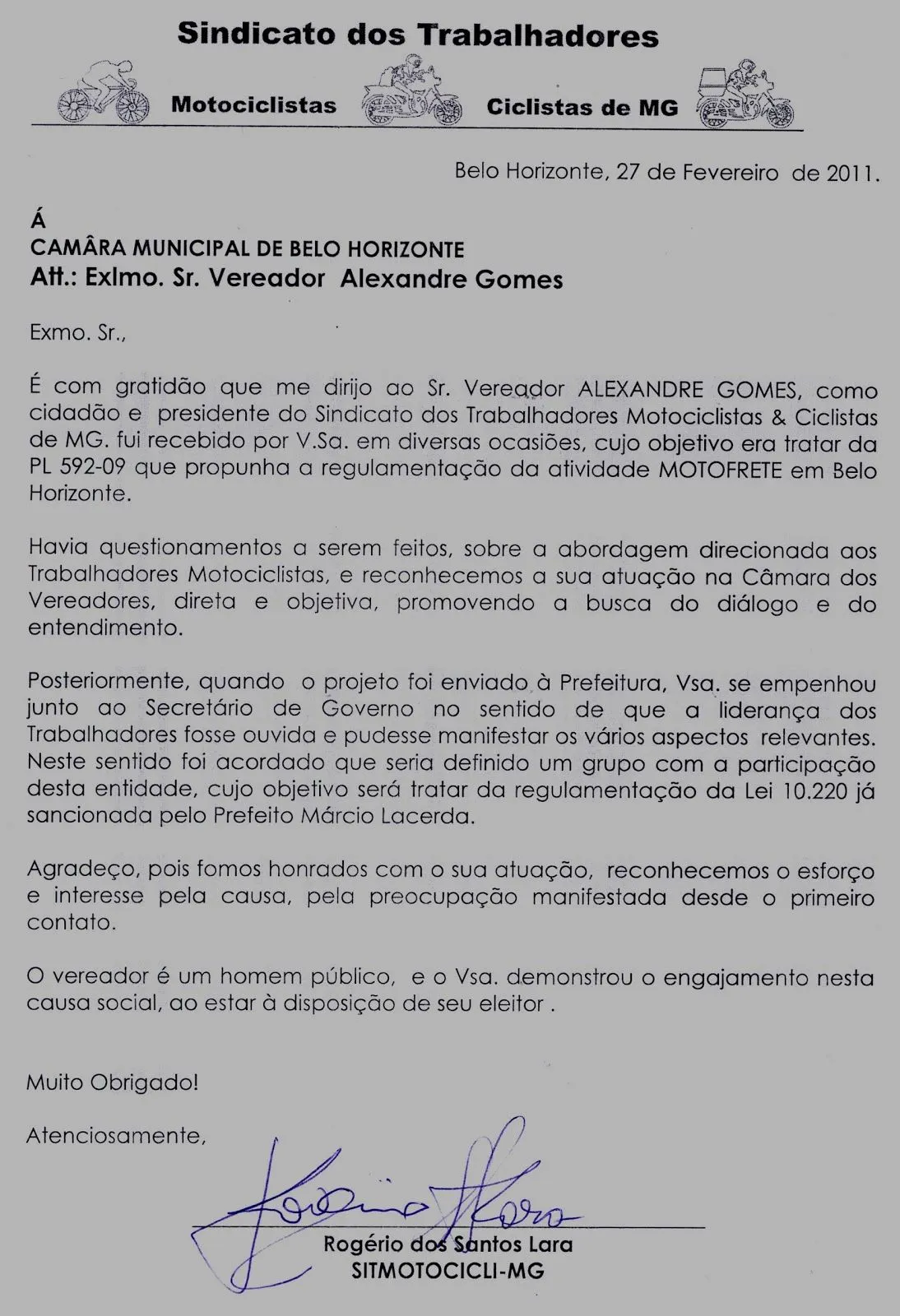 Médico e Vereador Alexandre Gomes: Carta de Agradecimento do ...