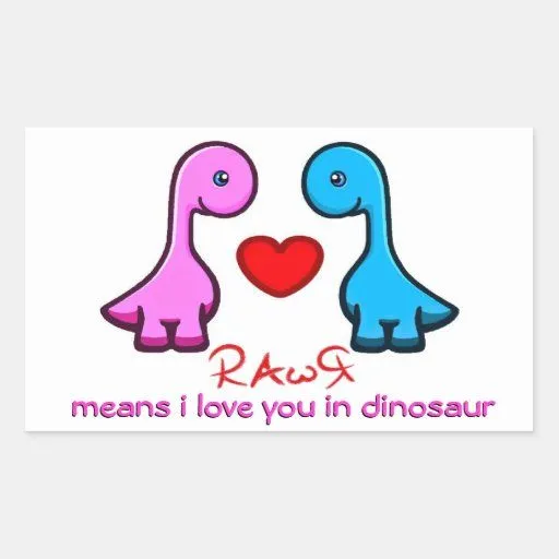 Medios de RAwR te quiero en dinosaurio Pegatina Rectangular | Zazzle