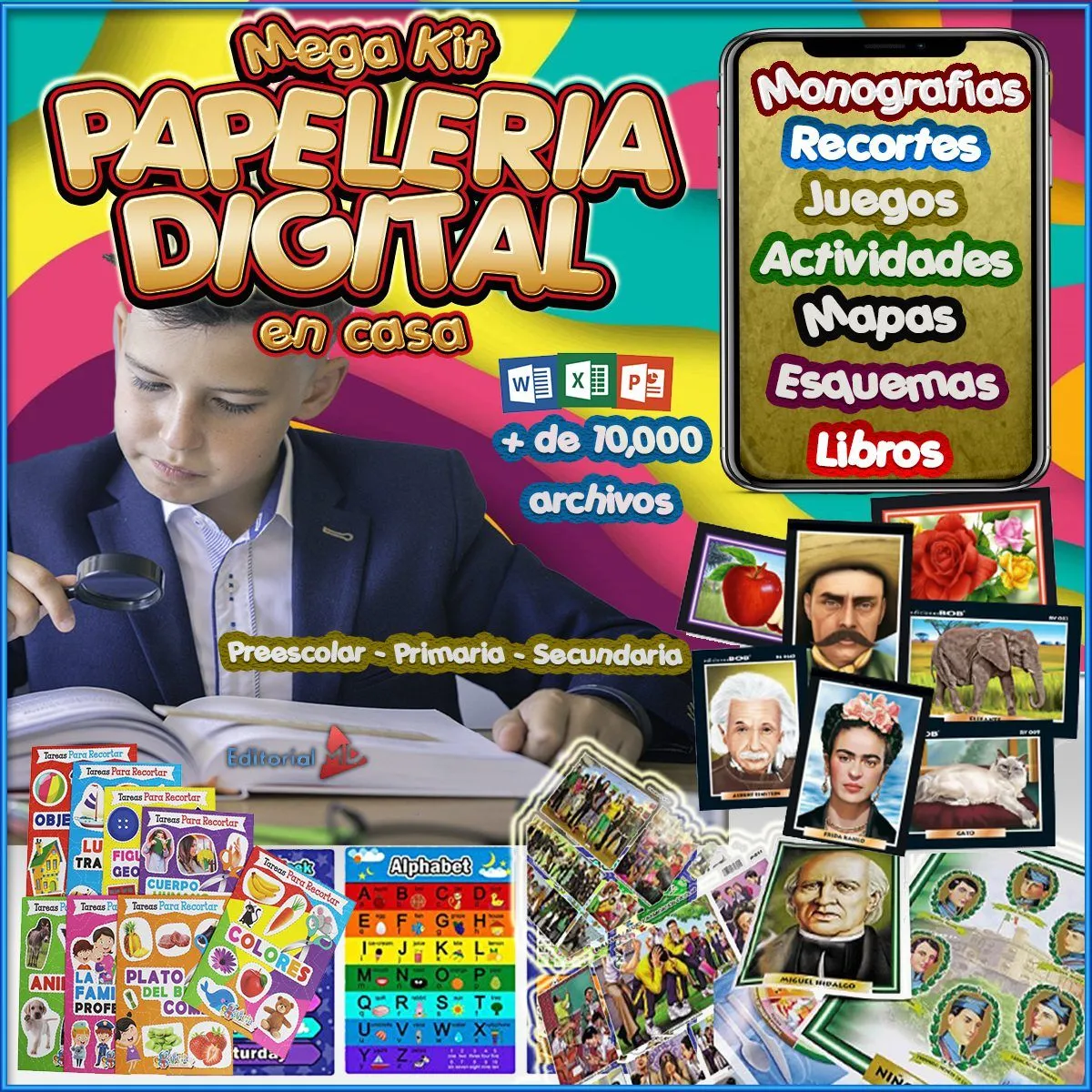 Mega Kit Papelería En Casa - (Imprimible) Miles de Contenidos Didácticos