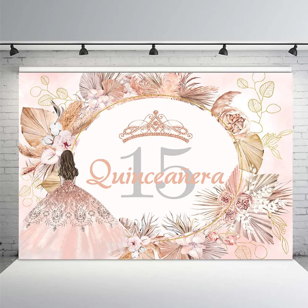 MEHOFOND Boho QuinceañEra - Telón de fondo para niña dulce de 15 años,  decoración de fiesta de