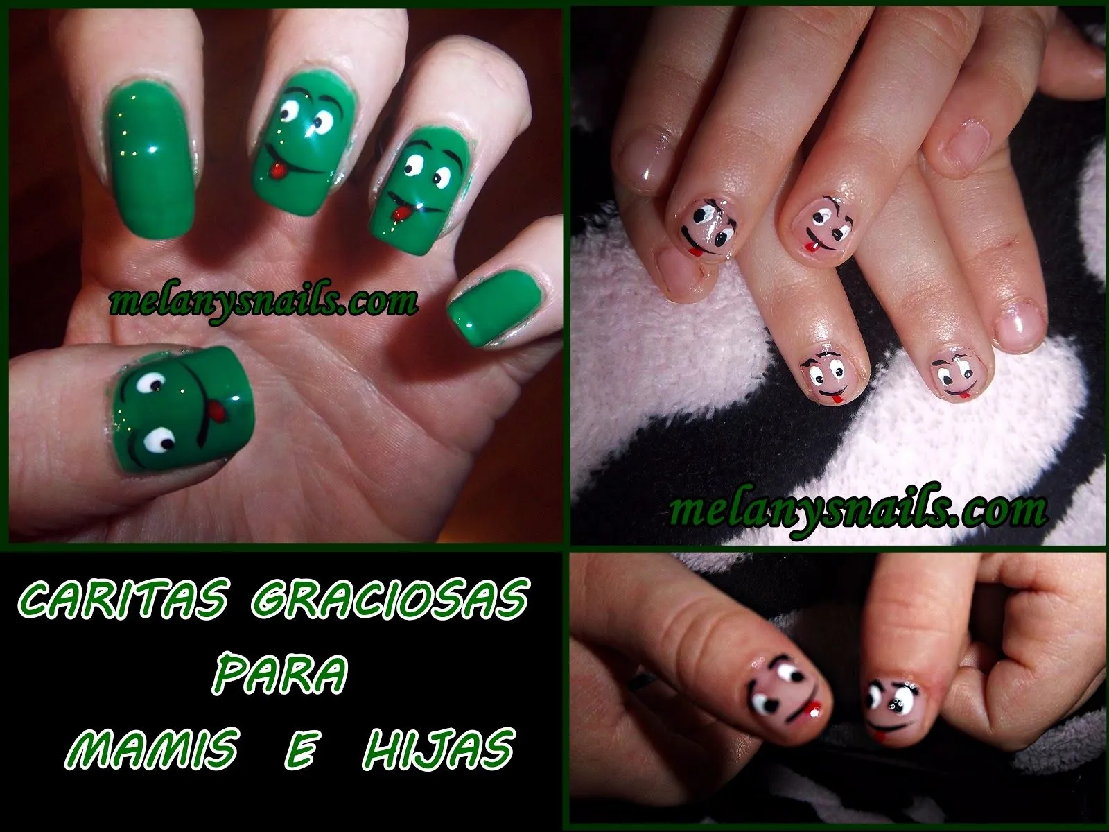 Melanys Nails: UÑAS NAVIDAD MAMIS E HIJAS CARITAS ALEGRES IGUALES