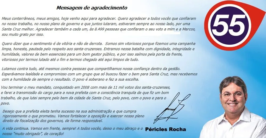 Mensagem de agradecimento por Péricles Rocha‏ ~ Blog ClicaQ