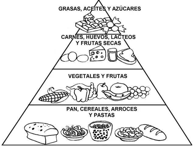 Piramide de alimentación para niños para colorear - Imagui