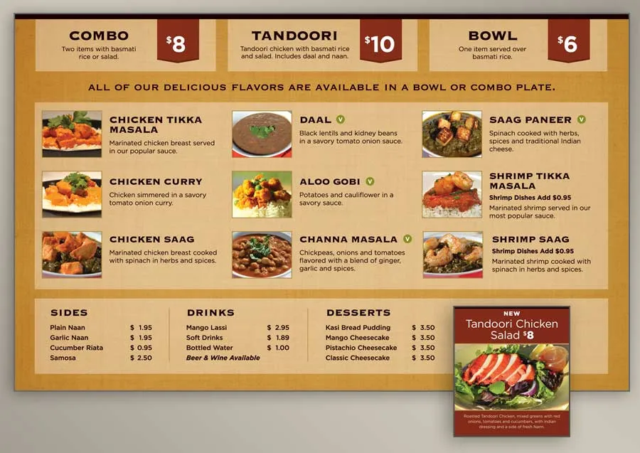 Menu Board Design for Indian Food Restaurant | Evolution Design